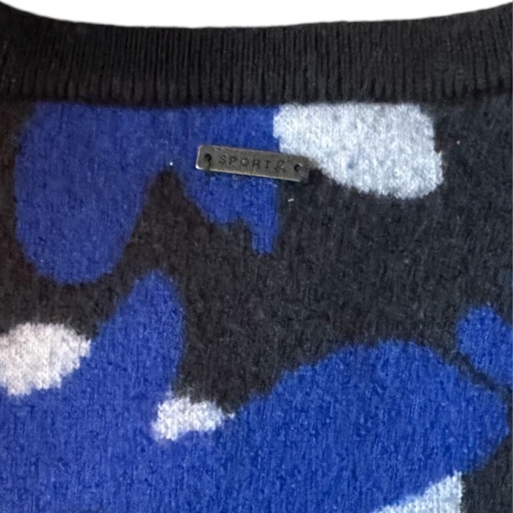 SPORT B. PARIS By Agnes B. Premium Wool Blue Camouflage Sweater - Picture 3 of 4